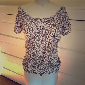 LUCKY BRAND leopard off the shoulder top!